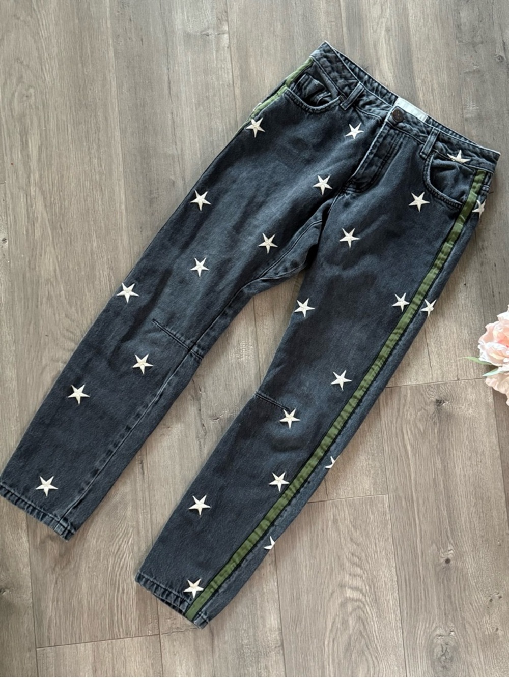 Revolve One Teaspoon Saints Boyfriend Black Star Button Fly Jeans - Picture 2 of 8